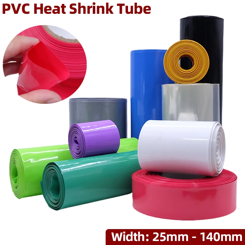 18650 PVC Heat Shrink Tube Battery Pack 21700 Blue Width 25mm ~ 140mm Insulated Protection Film Wrap lithium Case Cable Sleeve