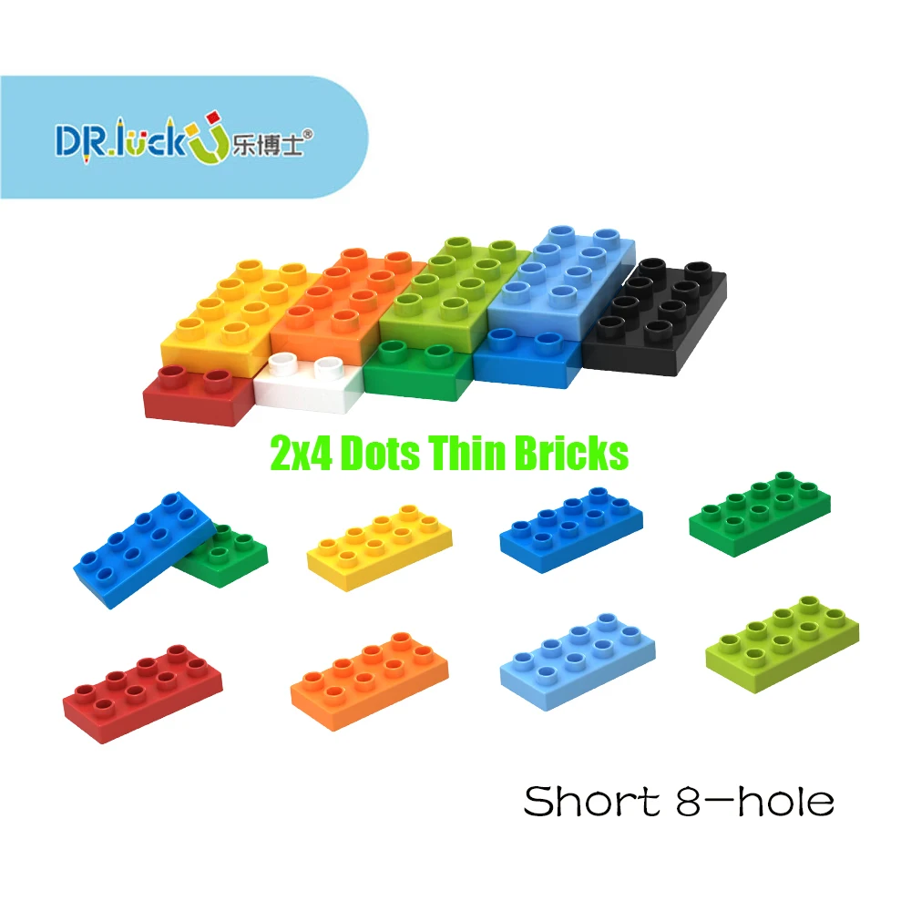 Dr. Luck 9 color DIY Building Blocks Thin Figure Bricks 2x4 Dots Thin Bricks Boys Girls Classic Brand Educational Children Toys