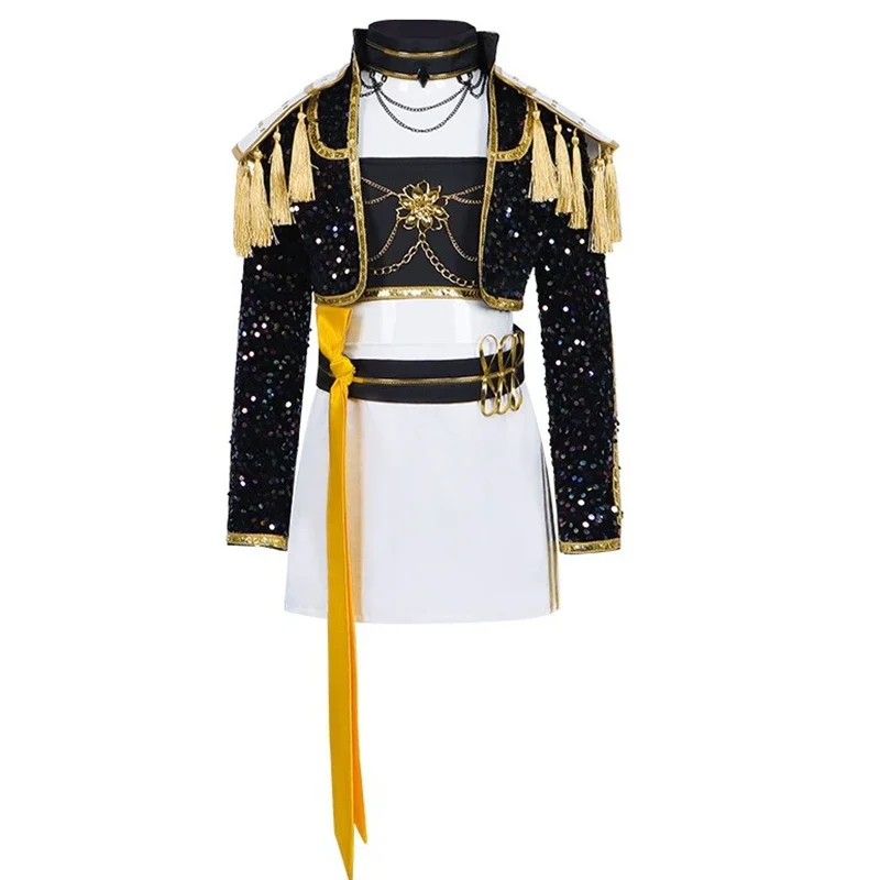 Black Golden Rumi Zoey Mira Cosplay KPop Demon Hunters Cosplay Costume Wig Girls Suit Child Halloween Party Role Playing Outfit