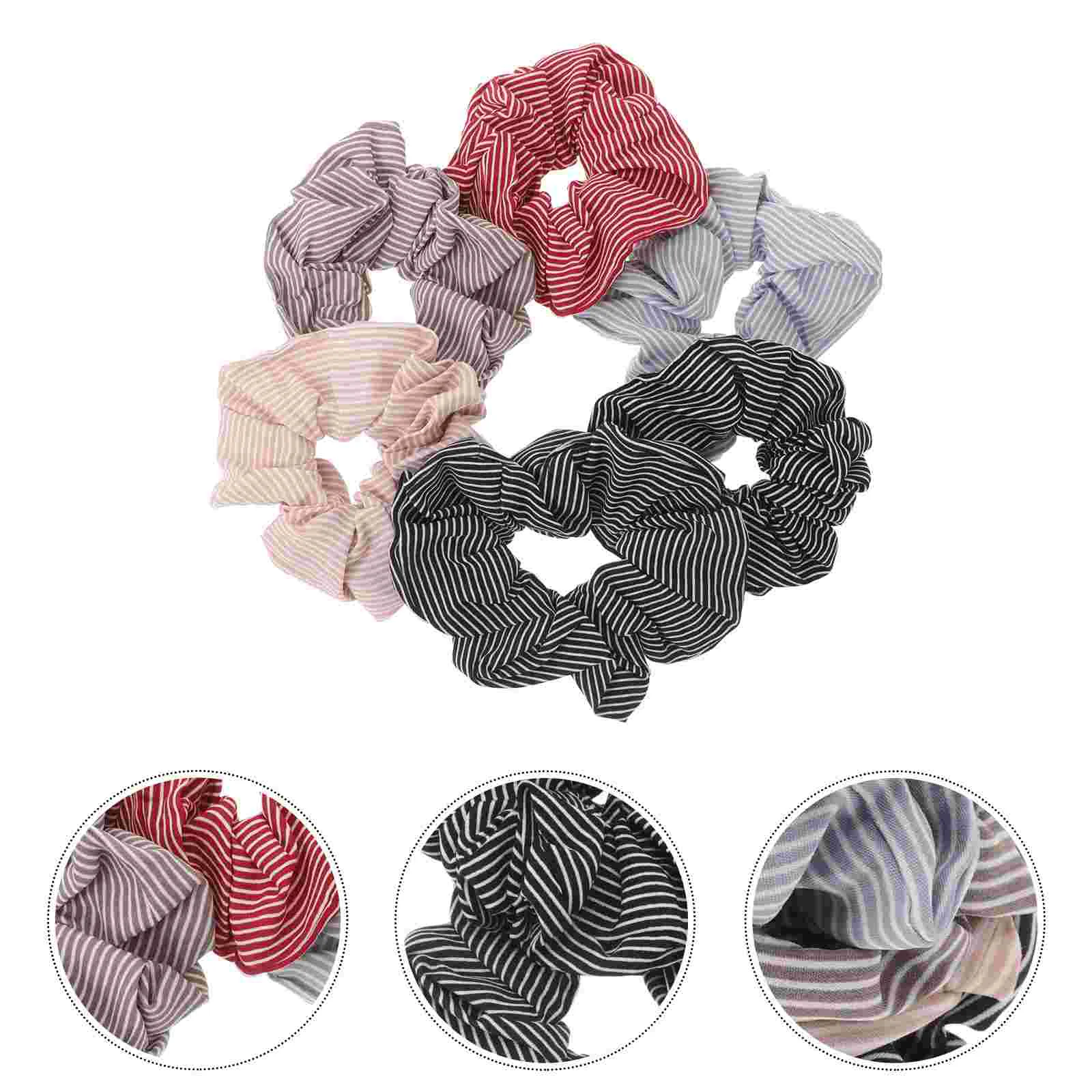 

6pcs Stripe Hair Rope Elastic Hair Ties Cloth Bands Ponytail Holders for Women Girls Premium Material Everyday Wear