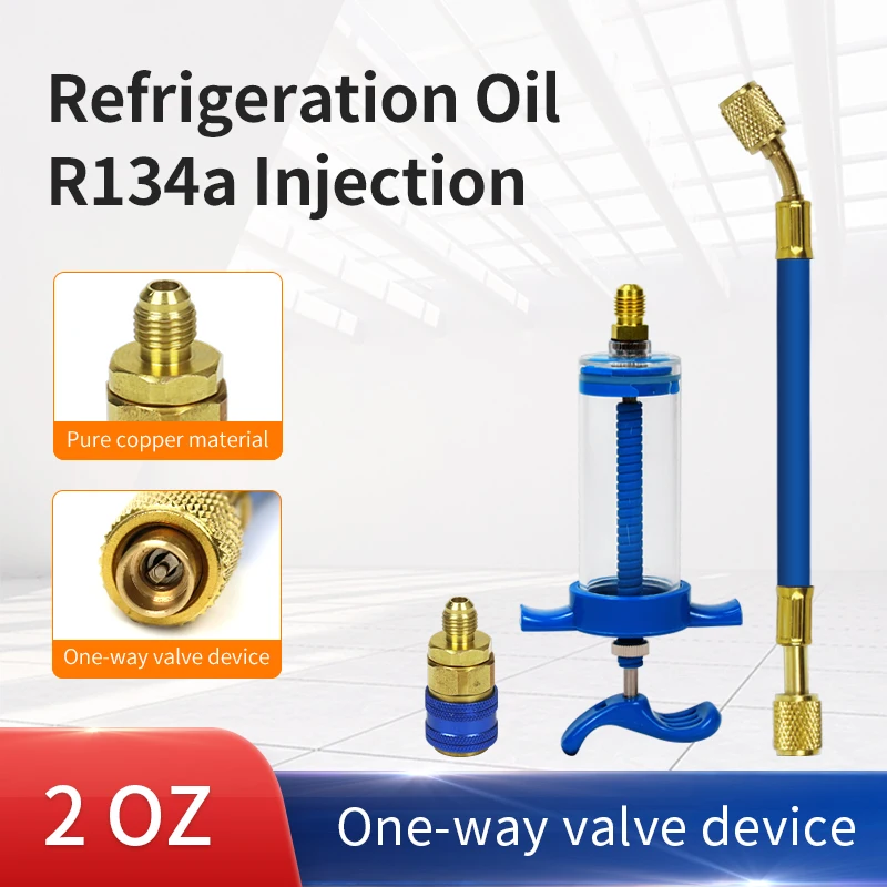 

Автоматический инжектор масла/крашивания кондиционера 50 мл с низкосторонним адаптером быстрого соединения r134a 1/4 Инструмент для ремонта ручной масленки для кондиционирования воздуха