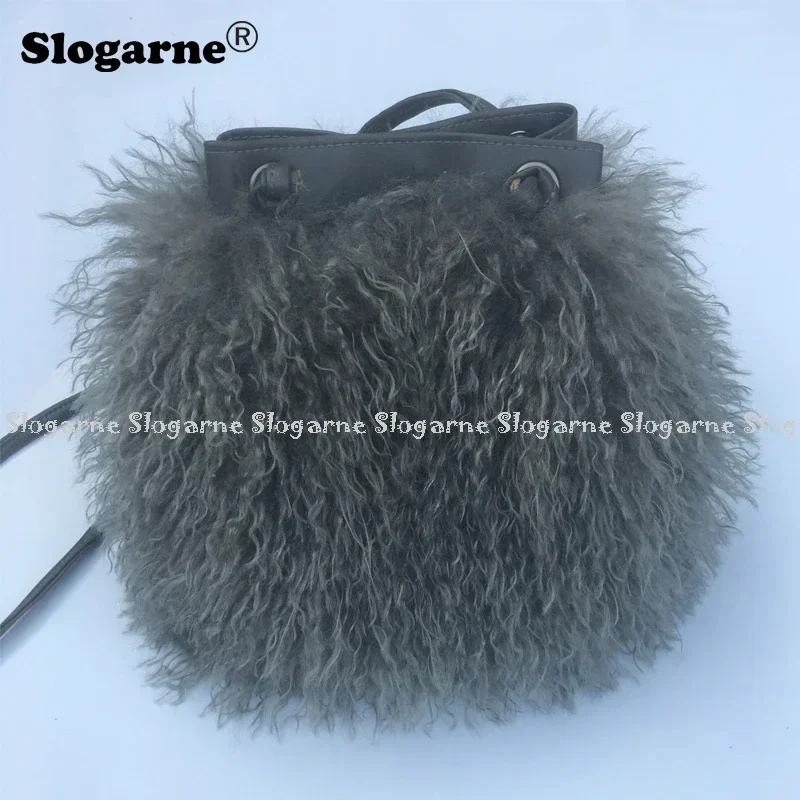 Fashion Long Fur Shoulder Bag Women\'s 2023 Faux Fur Handbag Girls Luxury Mongolian Sheep Furry Bags Purse Luxury Bag Waist Packs