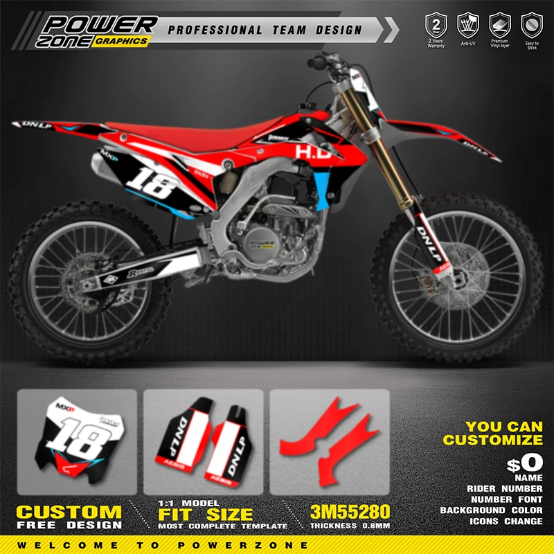 

PowerZone Full Graphics Background Decals Stickers Kit For HONDA 2014-2017 CRF250R 2013-2016 CRF450R Motorcycle Background 005