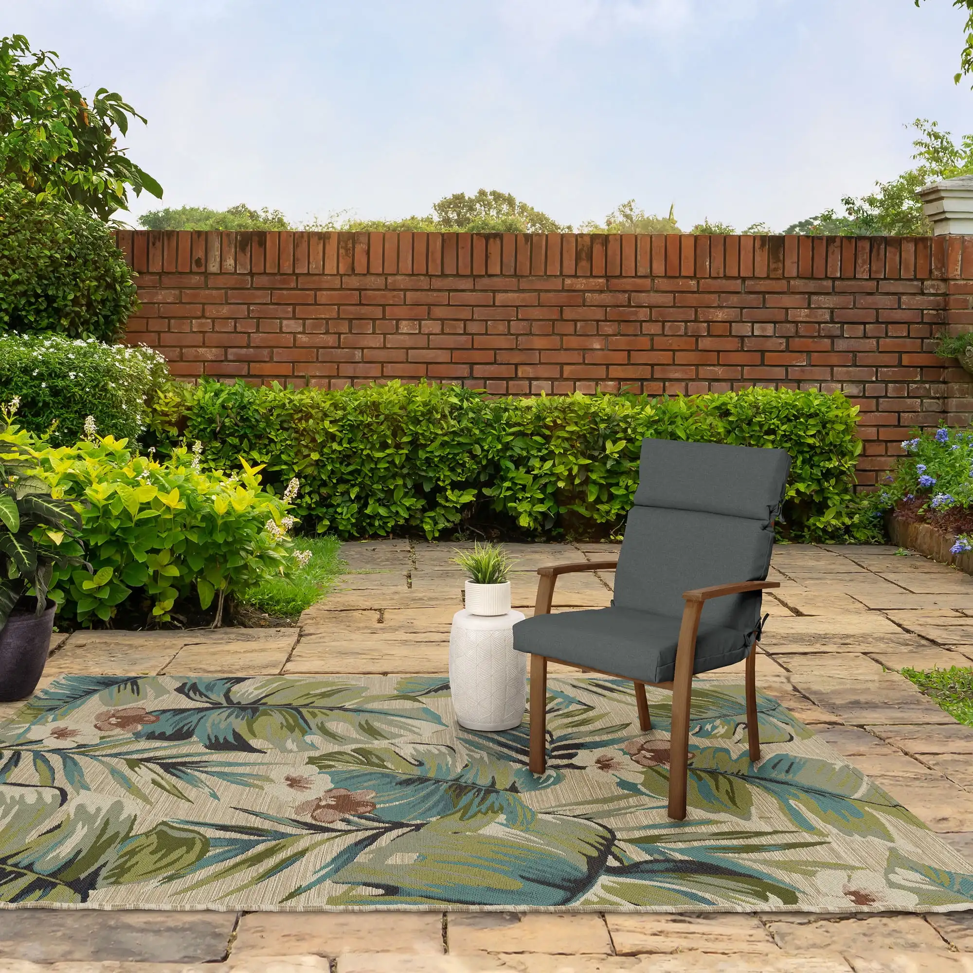 Almofada retangular para cadeira externa de 1 peça cinza de 44" de comprimento x 21" de largura