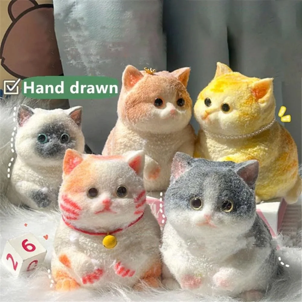 New Cute Cat Soft Squeeze Toys With Flocking Surface Silicone Stress Relief Toy Slow Rebound Cat Pinching Toy New Year Gift