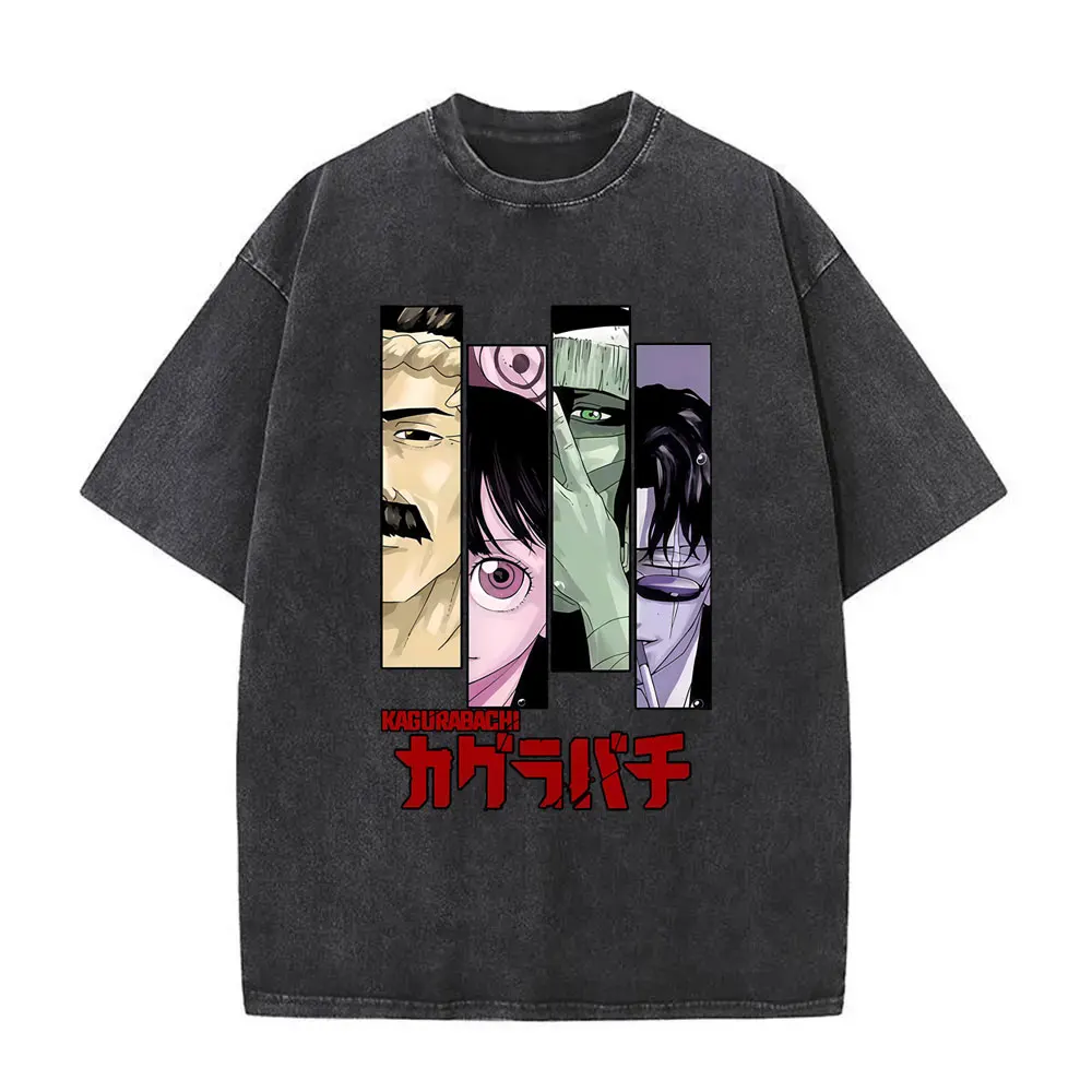 

Washed Vintage Anime Kagurabachi Rokuhira Chihiro Graphic T-shirt Men Women Casual Cotton Retro T Shirt Manga Oversized T-shirts