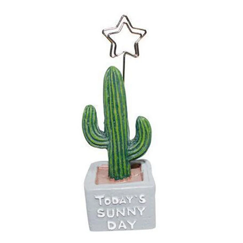 Cactus Plants Resin Message Photo Card Paper Clip Memo Note Holder Home Office Desk Decorations