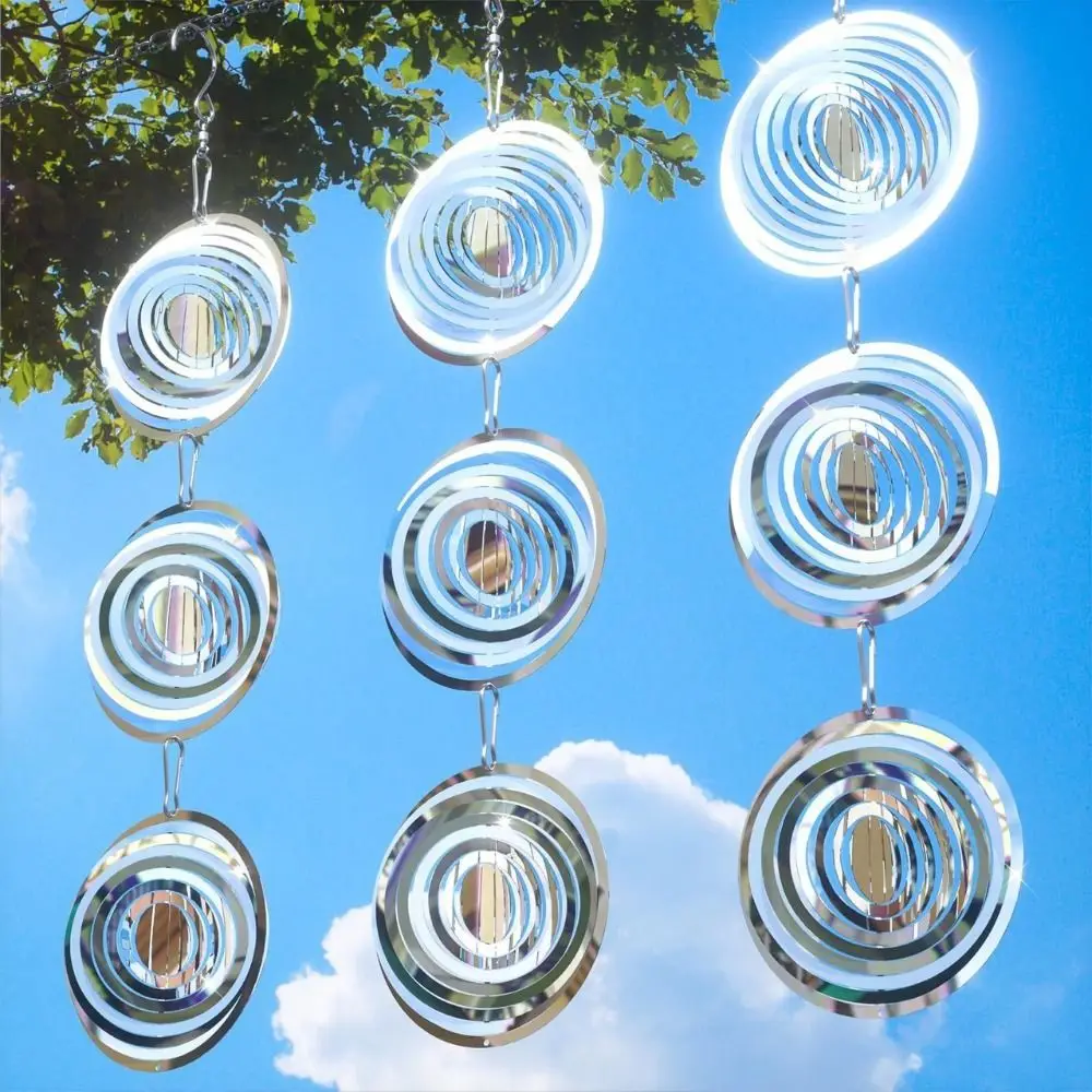Reflective Metal Wind Spinner Durable Construction Weather Resistant Bird Repellent Spinner Spinning Design