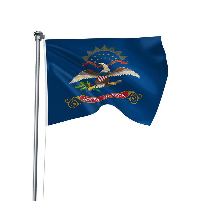 Gaslight Gatekeep Girlboss 5' x 3' North Dakota State Flag Banner Polyester with Brass Grommets 150cm x 90cm