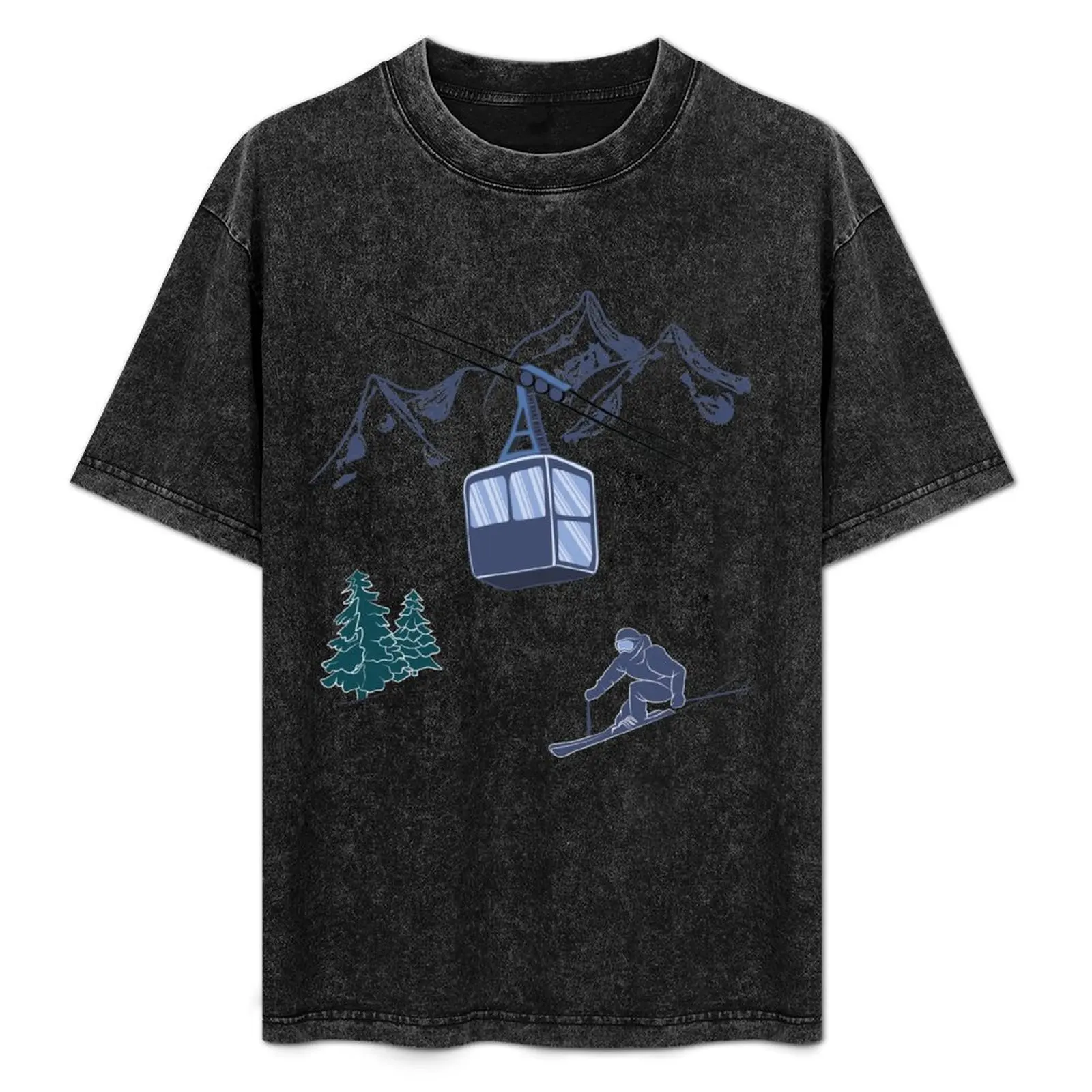 

Ski Lift Resort Winter Sports Scene T-Shirt oversized anime t shirts aesthetic clothes mens tall t shirts