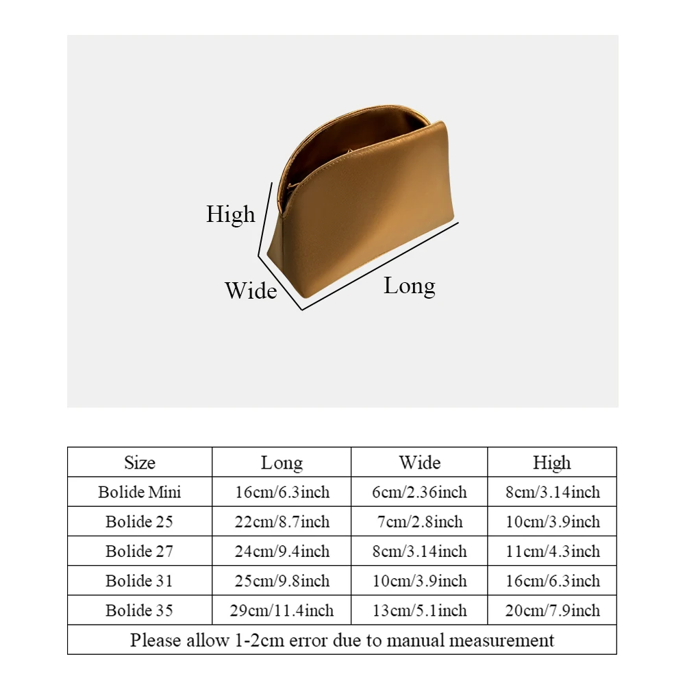 Шелковый атласный кошелек-органайзер, подходит для Hermes Bolide, сумка-ракушка, гладкая внутренняя сумка-вкладыш, сумка для хранения косметики внутри сумки в сумке