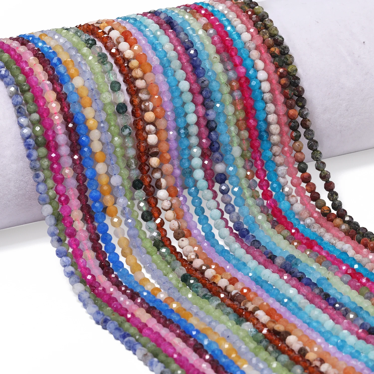 2/3/4mm Facettierte Kleine Perlen Natürlicher Amazonit Granat Turmalin Morganit Steinperlen für Schmuckherstellung DIY Zubehör Großhandel – Detail 6