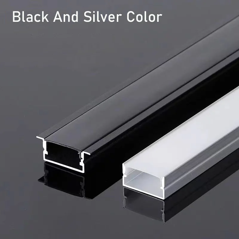 Recessed Aluminum Led Profile 2M 2-10pcs Black Silver U Style PC Diffuser Bar Lamp Cabinet Staircase Decor Linear Strip Lights