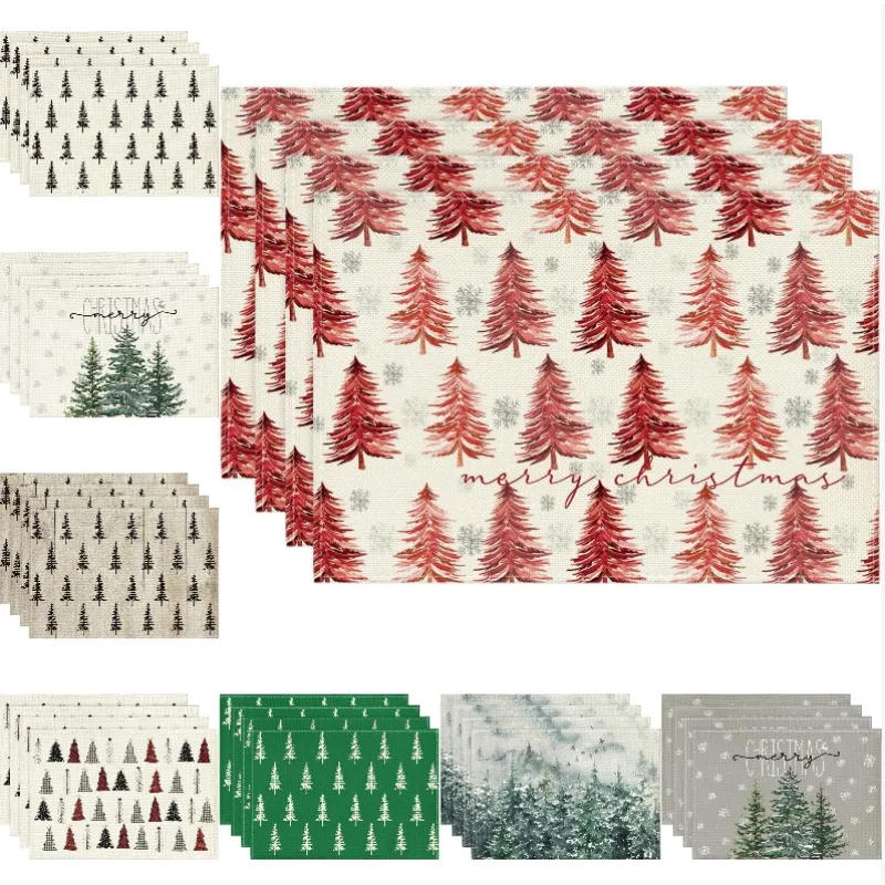 

Простая подставка для столовых приборов в виде рождественской елки, простой принт в горошек, рождественская елка, обеденный стол, кухонная барная стойка, изолированное украшение для дома