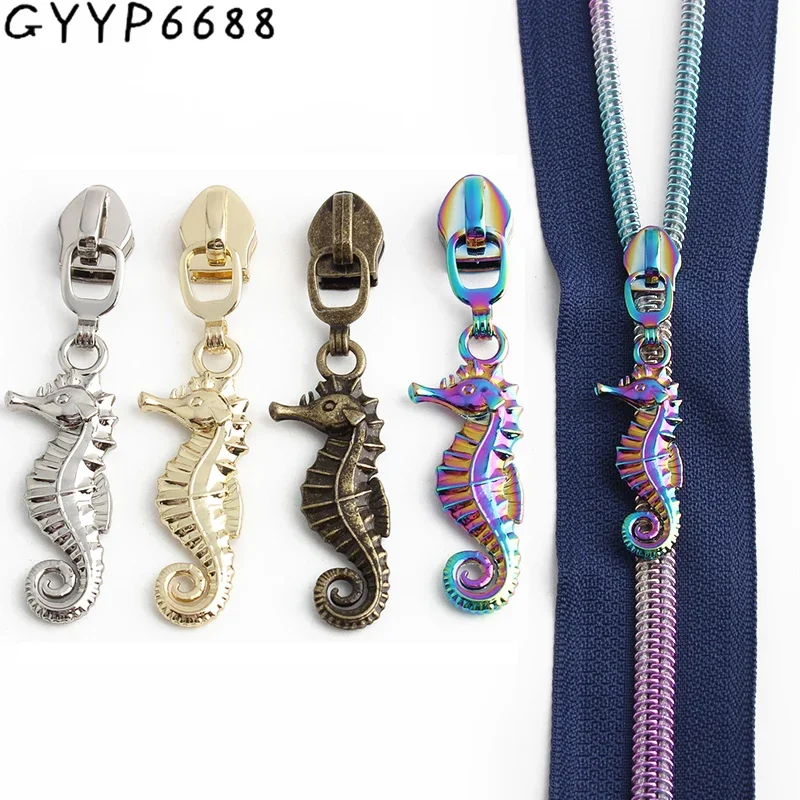 Hippocampus/Ball Shoe Shape 5# Nylon Metal Zipper Heads For Replacement Jacket Coat Bags Repair Kits Puller Sliders Accessories