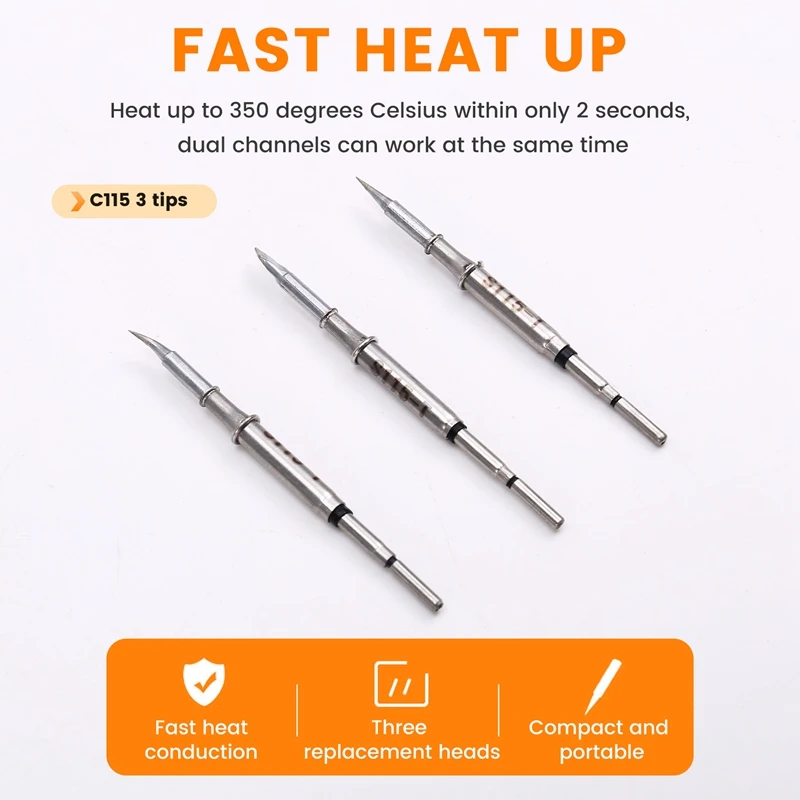 A19F-Compatible Soldering Station Handle C115 Soldering Iron Tips Replacement Tools Universal Soldering Table Iron Tips