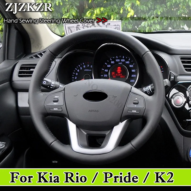 DIY Microfiber Leather Hand Sewing Steering Wheel Cover For Kia Rio 2011-2015 K2 2011-2014 Pride 2011-2017 Interior Accessories