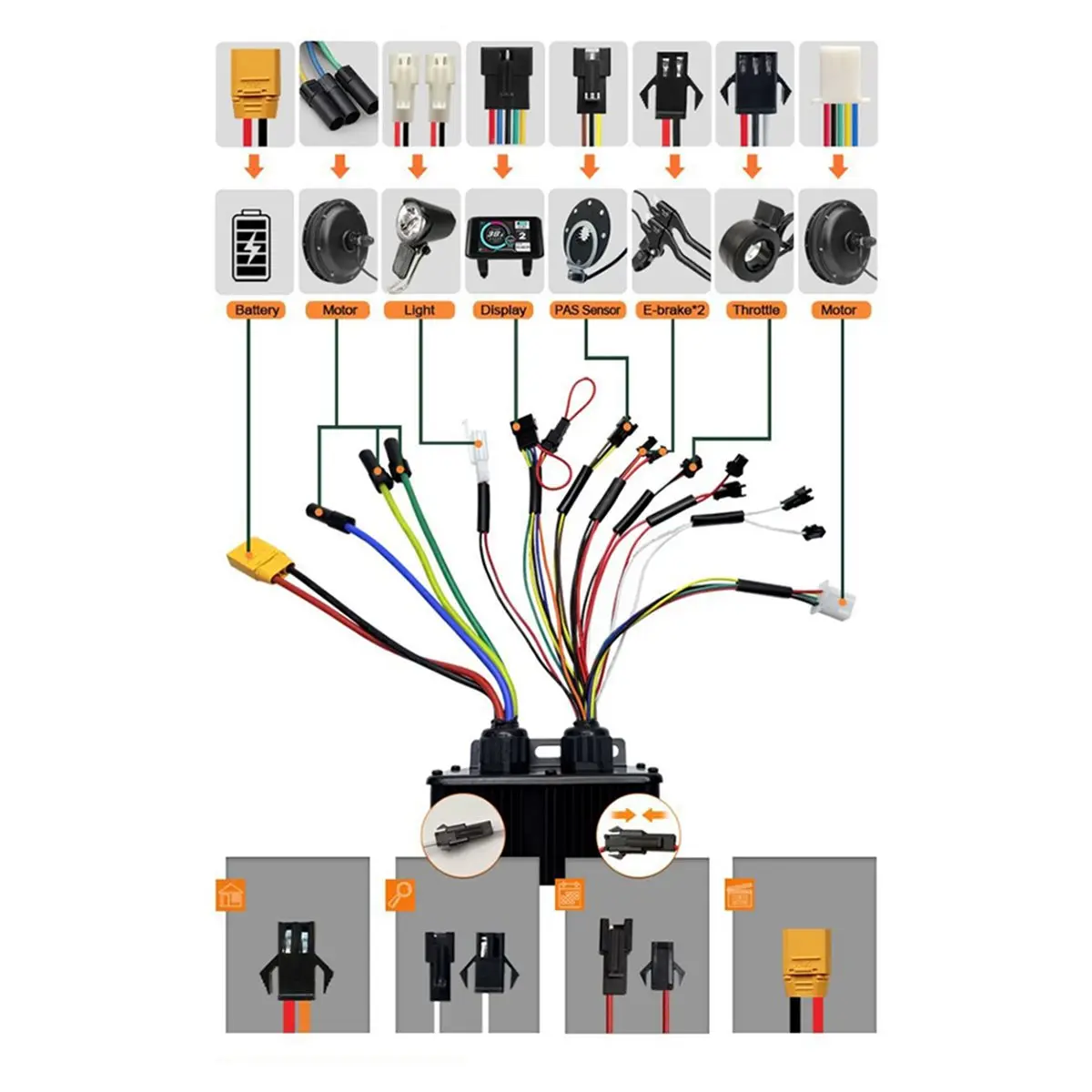 New Electronics 2000W 2500W 3000W Bike Controller 48V 52V 60V 72V 60A Three Mode 18 Tube Sine Square Wave Interchange Controller