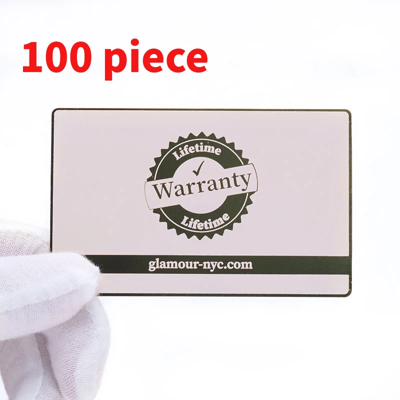 10 0piece. custom. Business card custom printing silver mirror metal warranty card