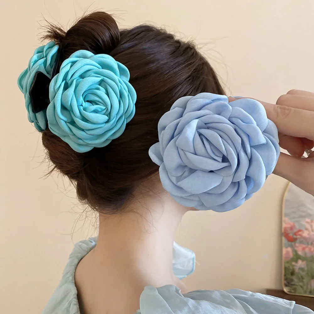 

Cloth Flower Hair Claw Large Simulated Flower Hair Accessories Rose Hair Catches Green Rose Flower Hair Crab Clip Beach