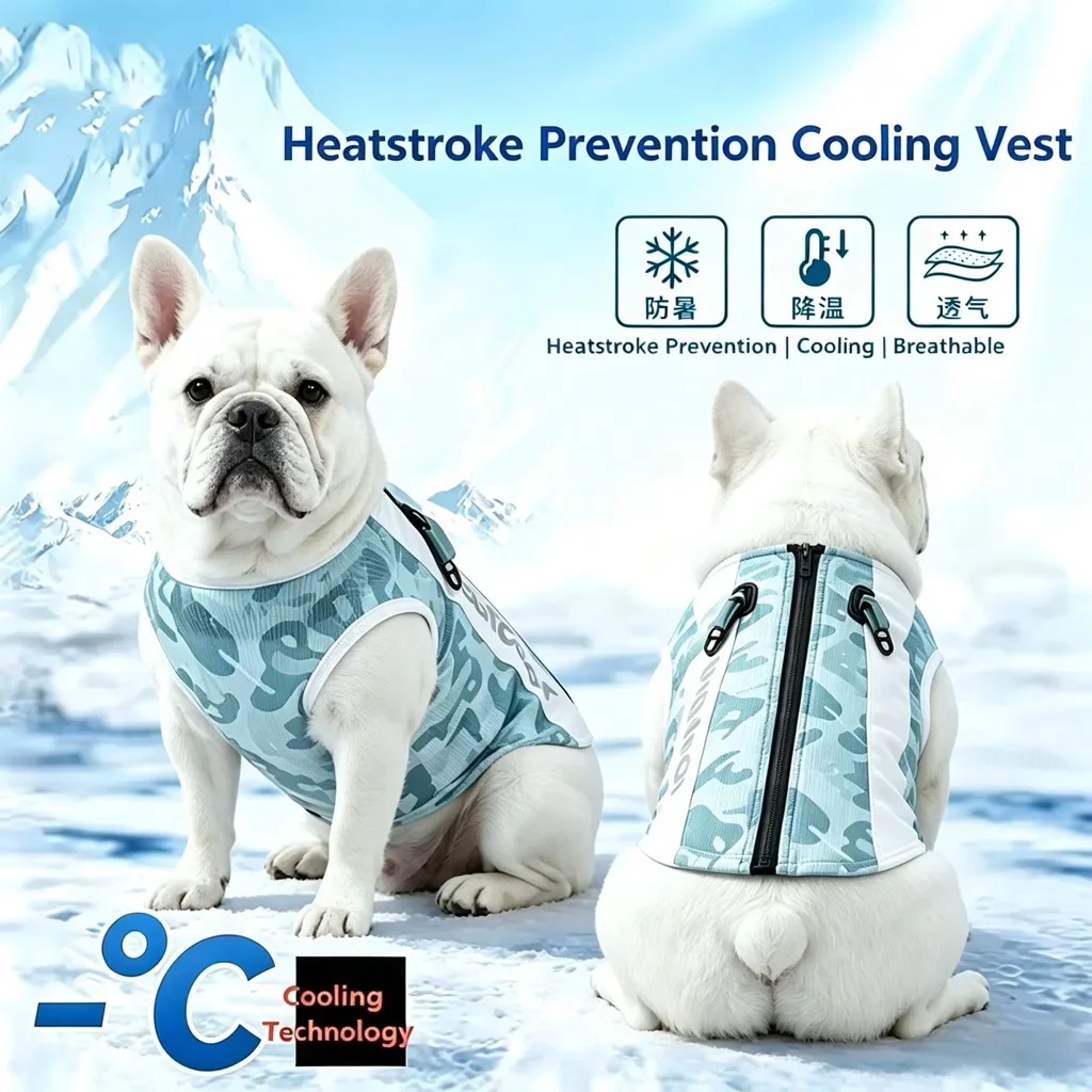 Dog Cooling Vest With Leash Hook Mesh Patchwork Breathable Summer Tank Top For Small Medium Large Dogs Outdoor Use