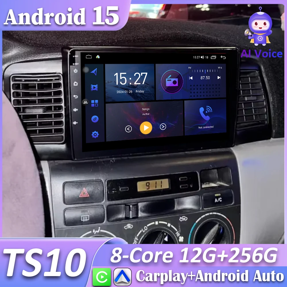 

For Toyota Corolla E120 E130 2000-2009 Car Radio Carplay Screen GPS Navigation Stereo Android Auto Bluetooth Android 15 No 2din