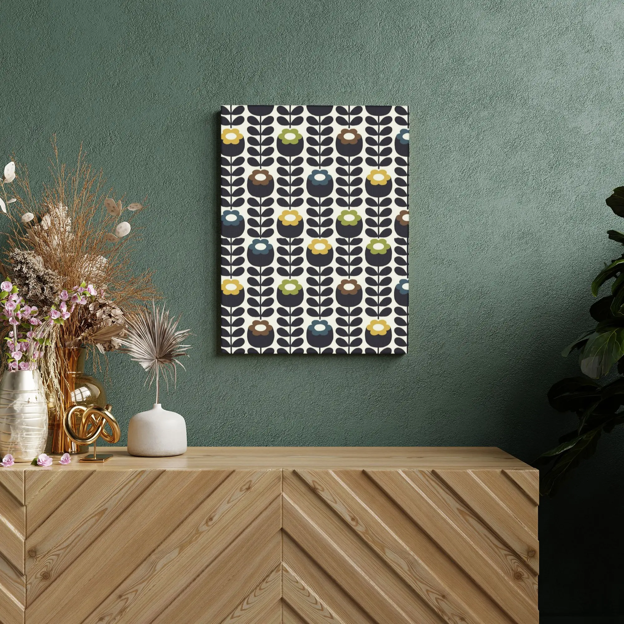 Home Decoration Unframed Canvas Print Art Wall Decor Picture Floral Scandinavian Orla Kiely Canvas Artwork Gift 30x40cm