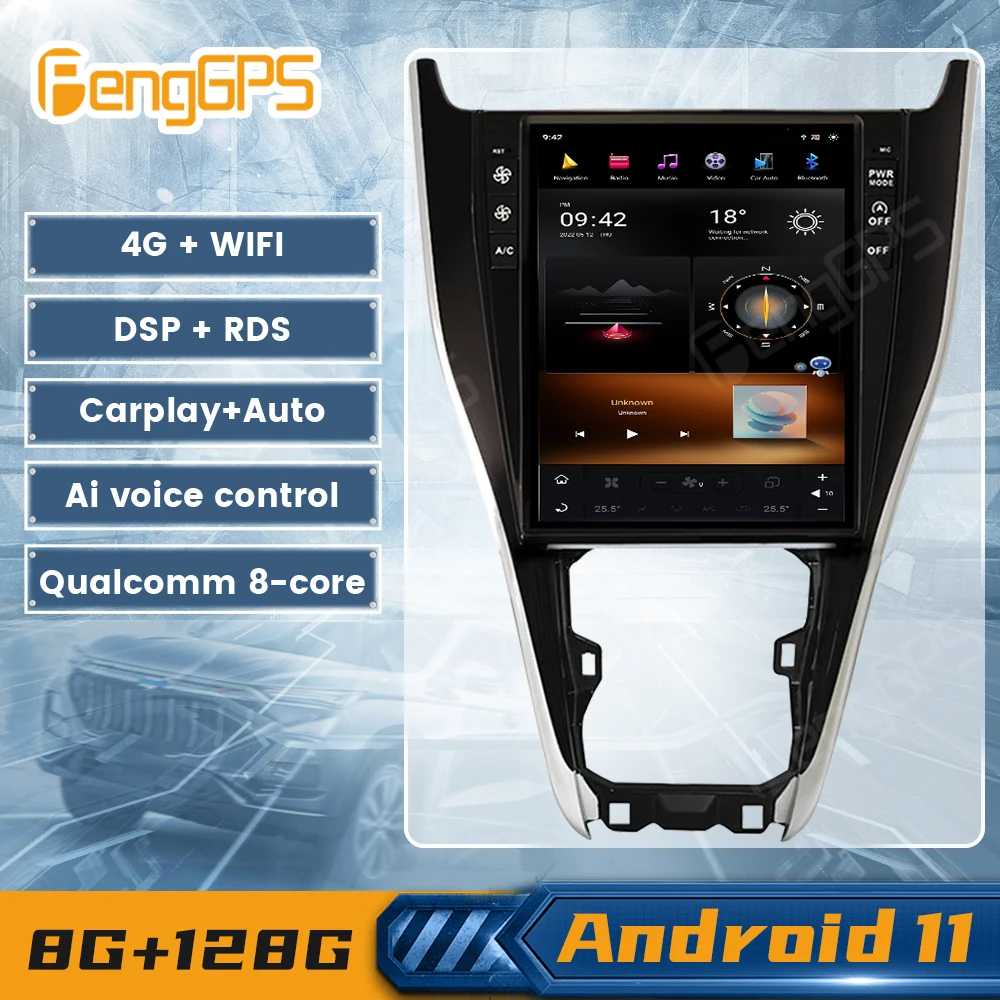 Car Radio DSP Stereo For Toyota Harrier 2013-2018 Android11 DVD Wireless Carplay Multimedia Player GPS Navi Bluetooth Head Uunit