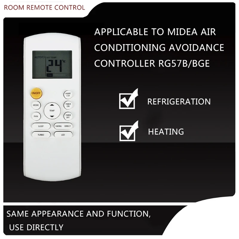 Air Conditioner Remote Control Replacement for Midea RG57B/BGE RG57A2/BGEF Household Appliances