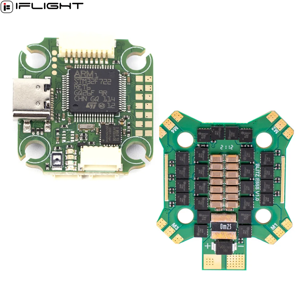 

IFlight BLITZ Mini F7 Flight Controller Stack OSD（AT7456E）W/ BLITZ E55S 4-IN-1 ESC DShot150/300/600 2-6S for FPV Racing Drone