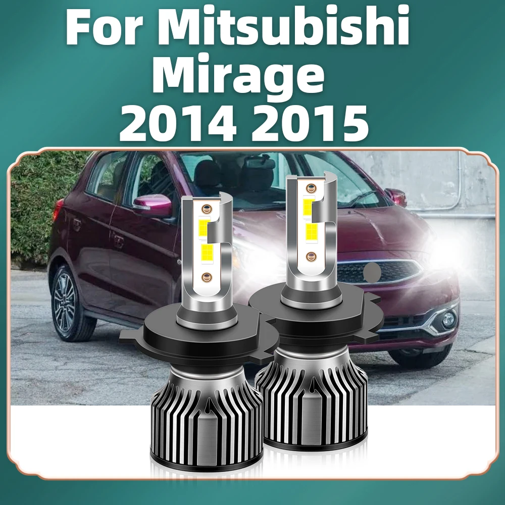 For Mitsubishi Mirage 2014 2015 Auto Front LED Headlights 6000K Turbo Bulbs H4 Hi/Lo Beam 20000LM Car Headlamps with Cooling Fan