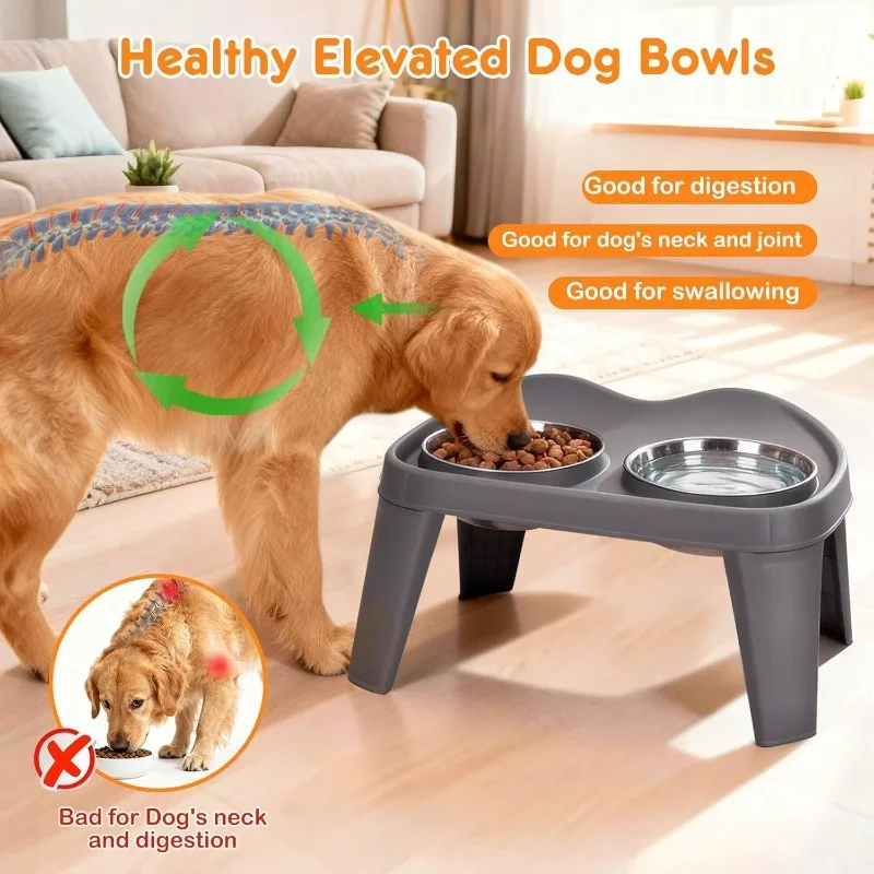 

Elevated Bowls Double Food and Water Feeder with Folding Holder Anti-Slip Pet Bowl for Small and Medium Dogs Comfortable Eating