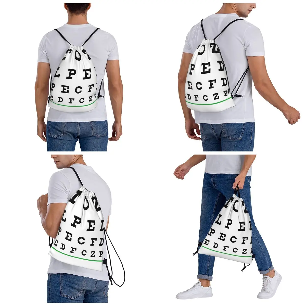 Eye Chart Backpacks Multi-function Portable Drawstring Bags Sports Bag Book Bags For Travel School
