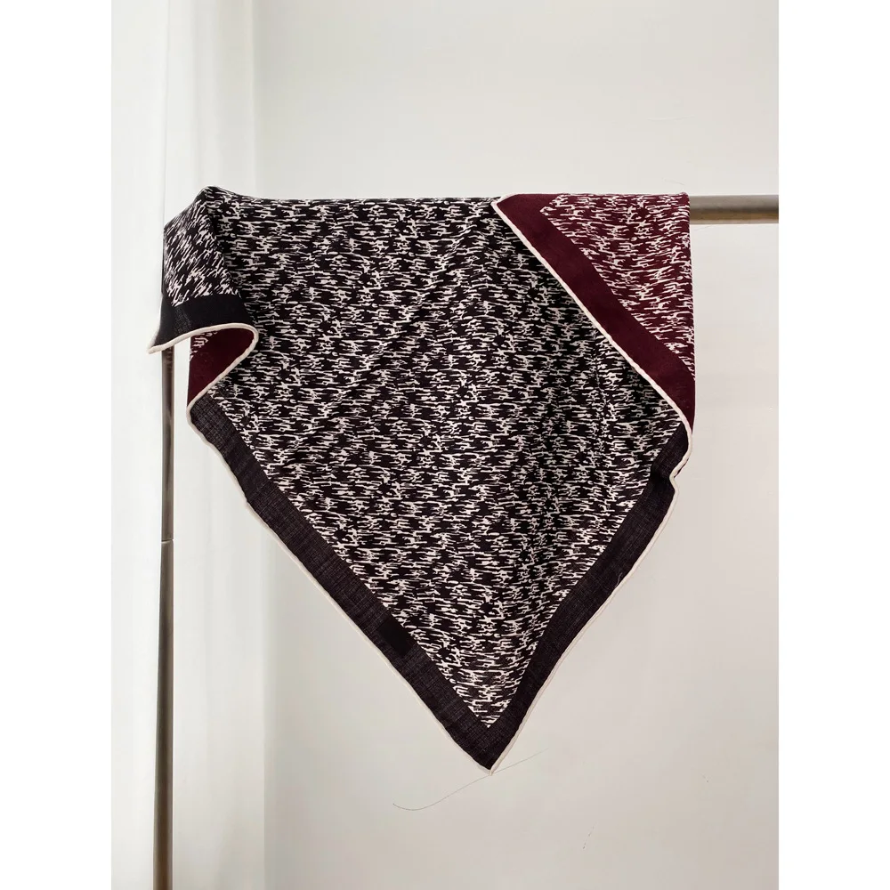 

Двойной шарф для лица, шелковые шерстяные шарфы, женские роскошные маленькие шали, квадратные банданы, носовой платок для влюбленных, Рождественский подарок 65 см, 65 см