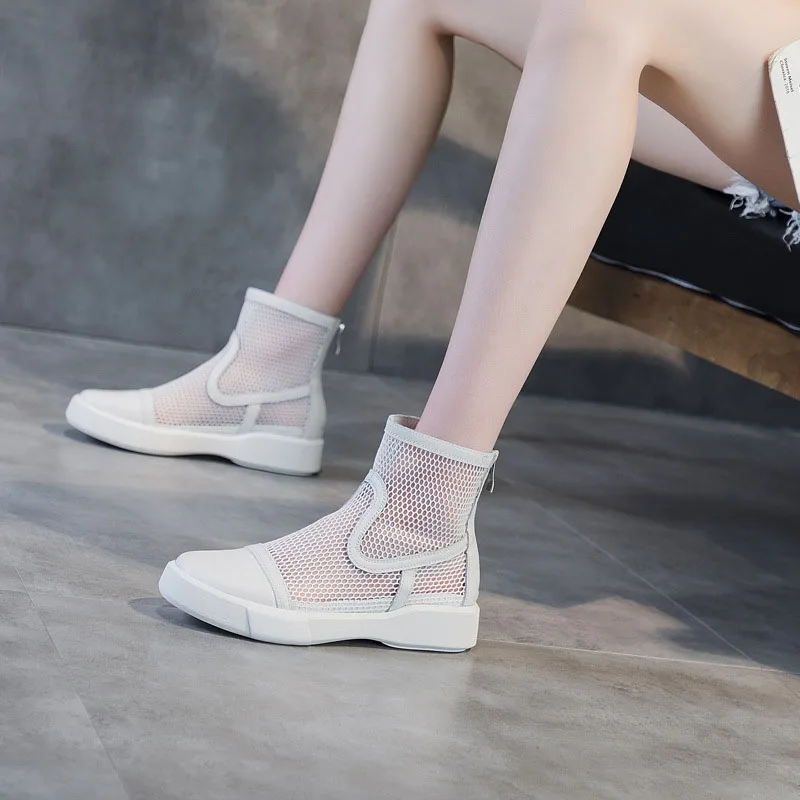 XMWRLW женские летние сандалии с дышащей сеткой, туфли на плоской подошве, женские летние сандалии из натуральной кожи, женская обувь, сандалии на резиновой подошве