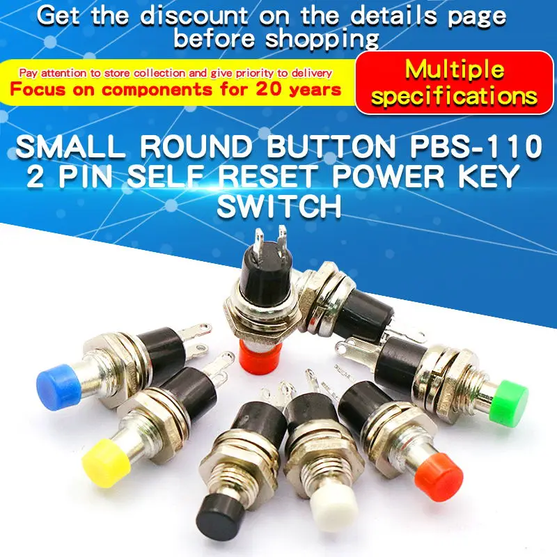 5PCS Mini Round Momentary Push Button Switch Press The Self-Reset 7mm Red Yellow Green Blue Black White