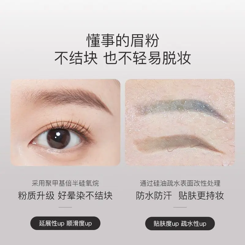 Driekleurig wenkbrauwpoeder, waterdicht, zweetbestendig en niet-ontkleurend wenkbrauwpotlood, natuurlijk wild wenkbrauwmeisje