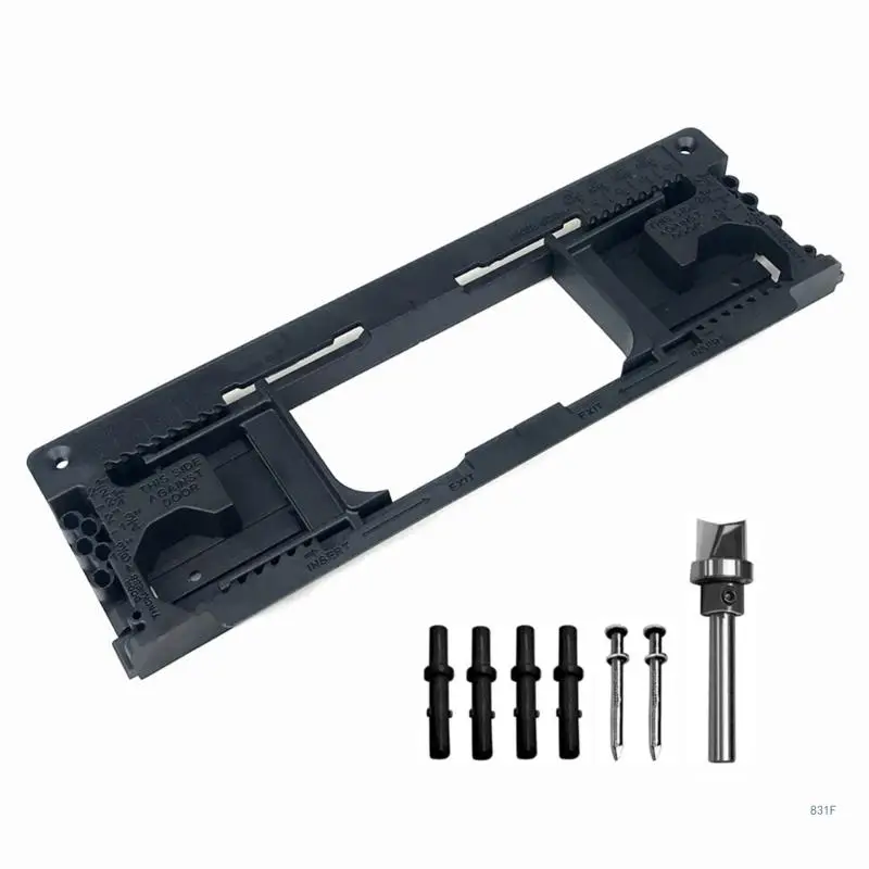 

Door Hinge Template Guide, Door Hinge Jig Router Bit Included Precise fit for Different Hinge Length Thickness