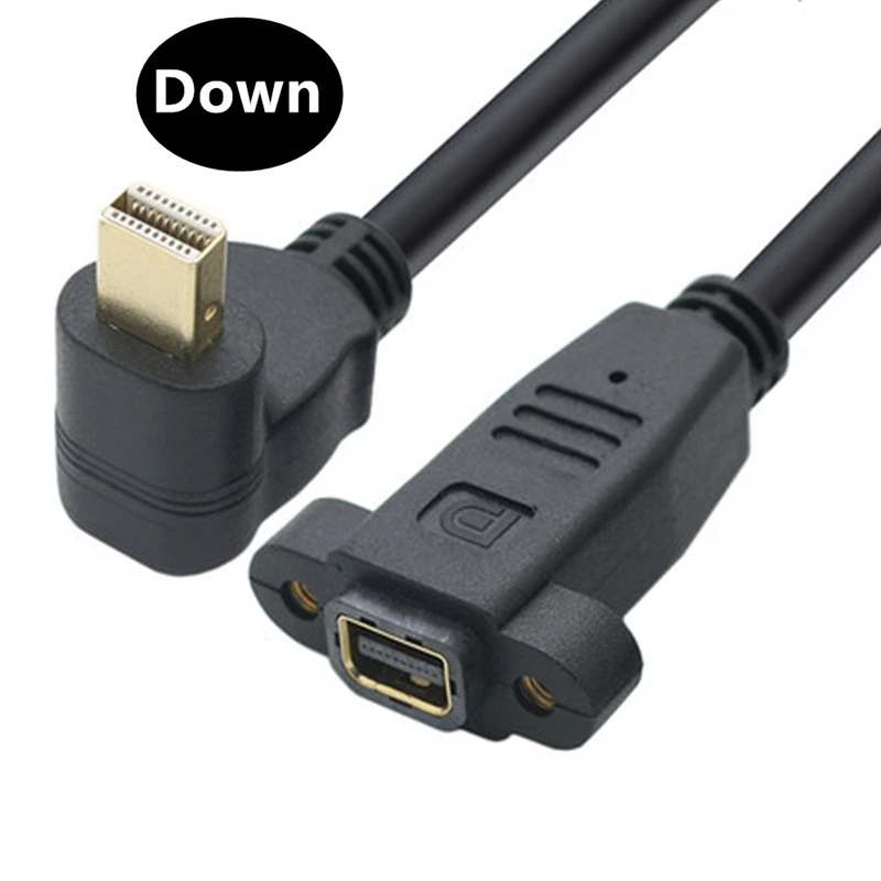 0.3m 90 ° UP/Down Angle Gold Plated Elbow Mini DP Apple Computer Mini DisplayPor Male with Fixed Screw Hole Test Extension Cable