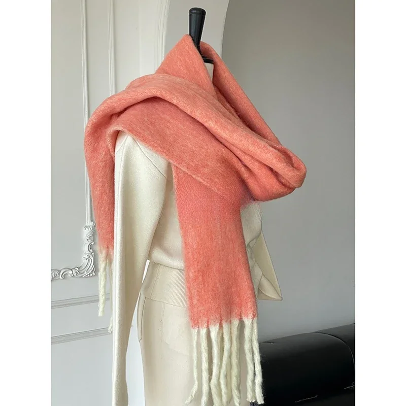 New Fashion Mohair Scarf Women Men Autumn Winter Thick Soft Warm Muffler High Quality Versatile Imitation Cashmere Shawl Female