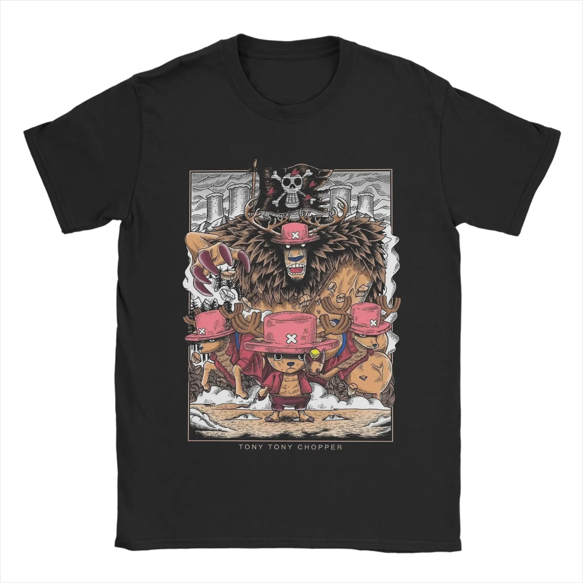 

Мужские футболки Tony Tony Chopper, забавная футболка из чистого хлопка в стиле аниме, футболки с короткими рукавами, одежда с круглым вырезом и графикой