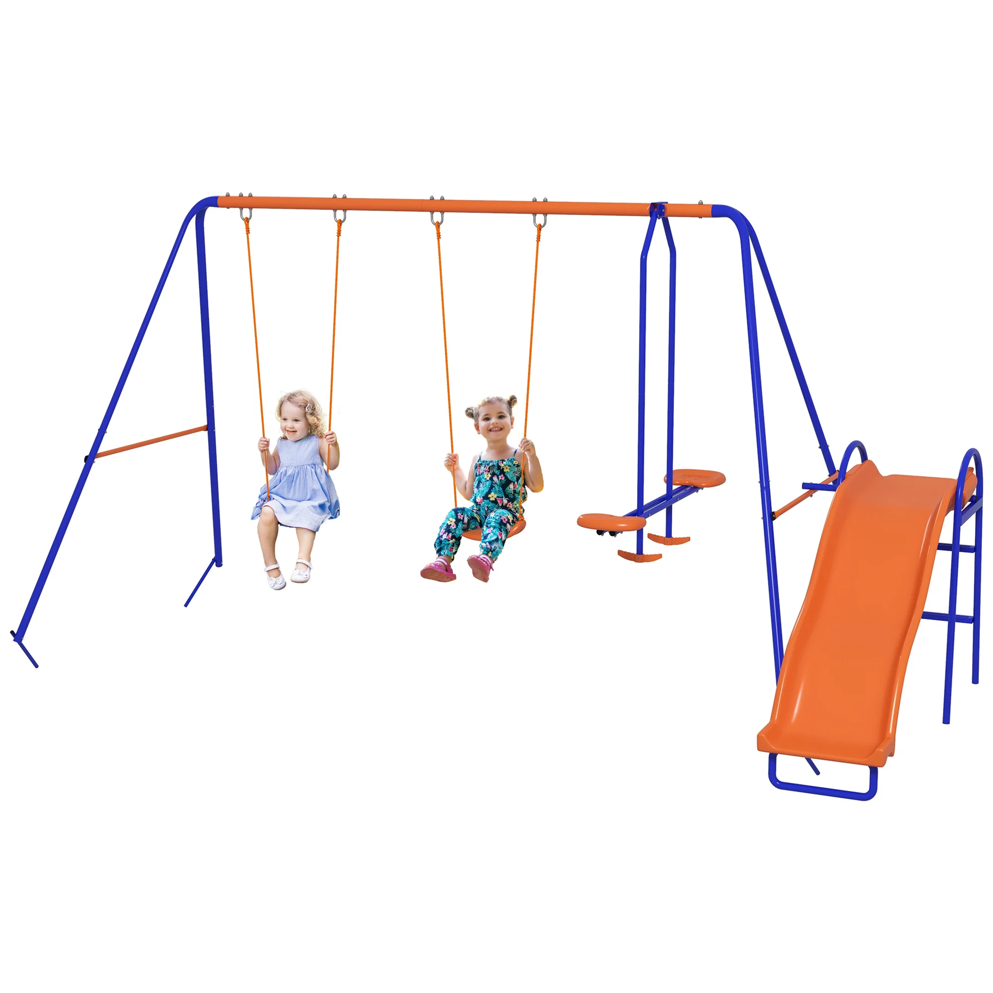 Outsunny 4 in 1 kids swing with adjustable rope and anti-UV multicolored