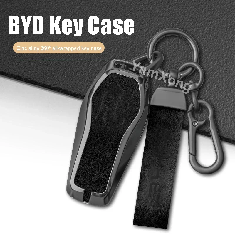 

For BYD Tang DMI DMP EV Alloy Remote Car Key Case Cover Smart Keyless Protective Case Keychain Hold Decoration Car Accessories