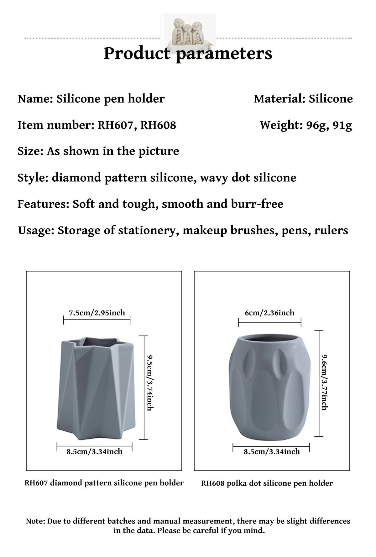 1PC Silicone Simple Pen Holder Korean Stationery Desktop Storage Necessities for Back to School Study Office Stationery