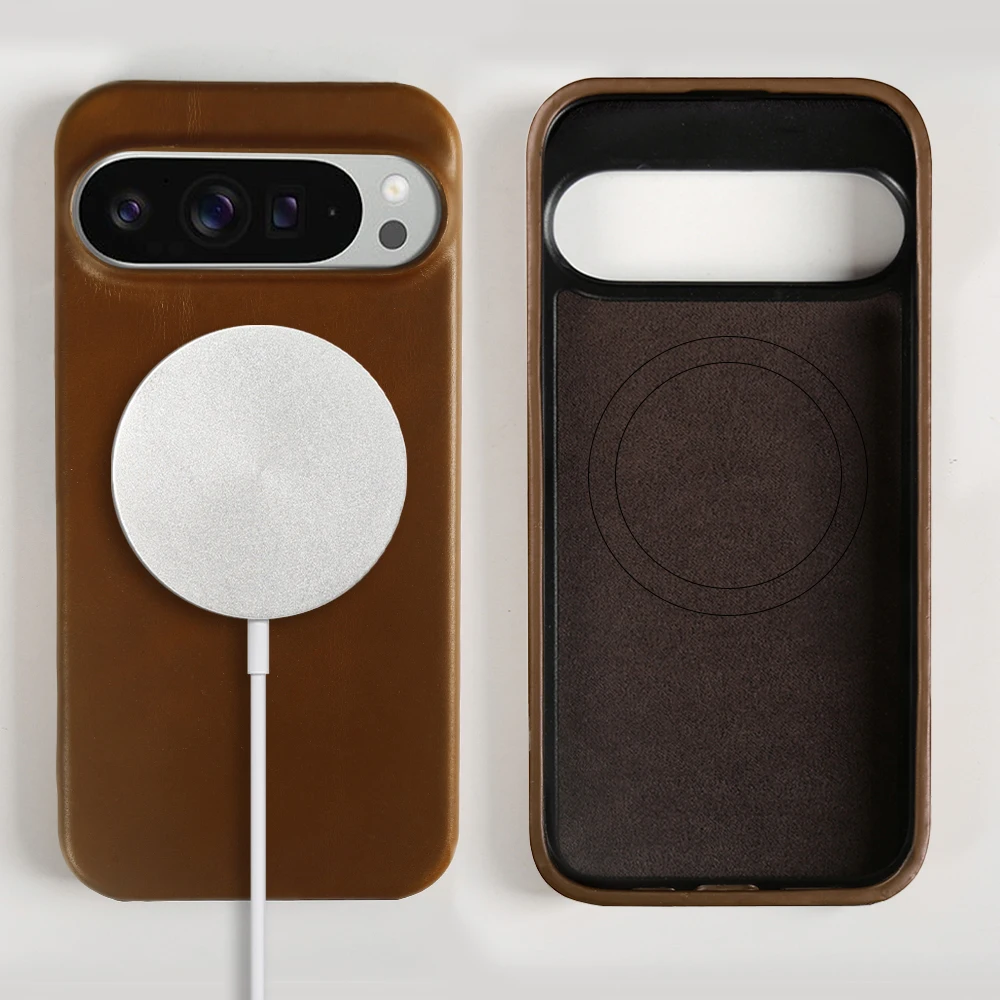 

Vintag Oil Wax Magnetic Genuine Leather Case For Google Pixel 10 Pro XL 9 8Pro 6A 7Pro Aesthetic Phone Cover Back Coque Carcasa