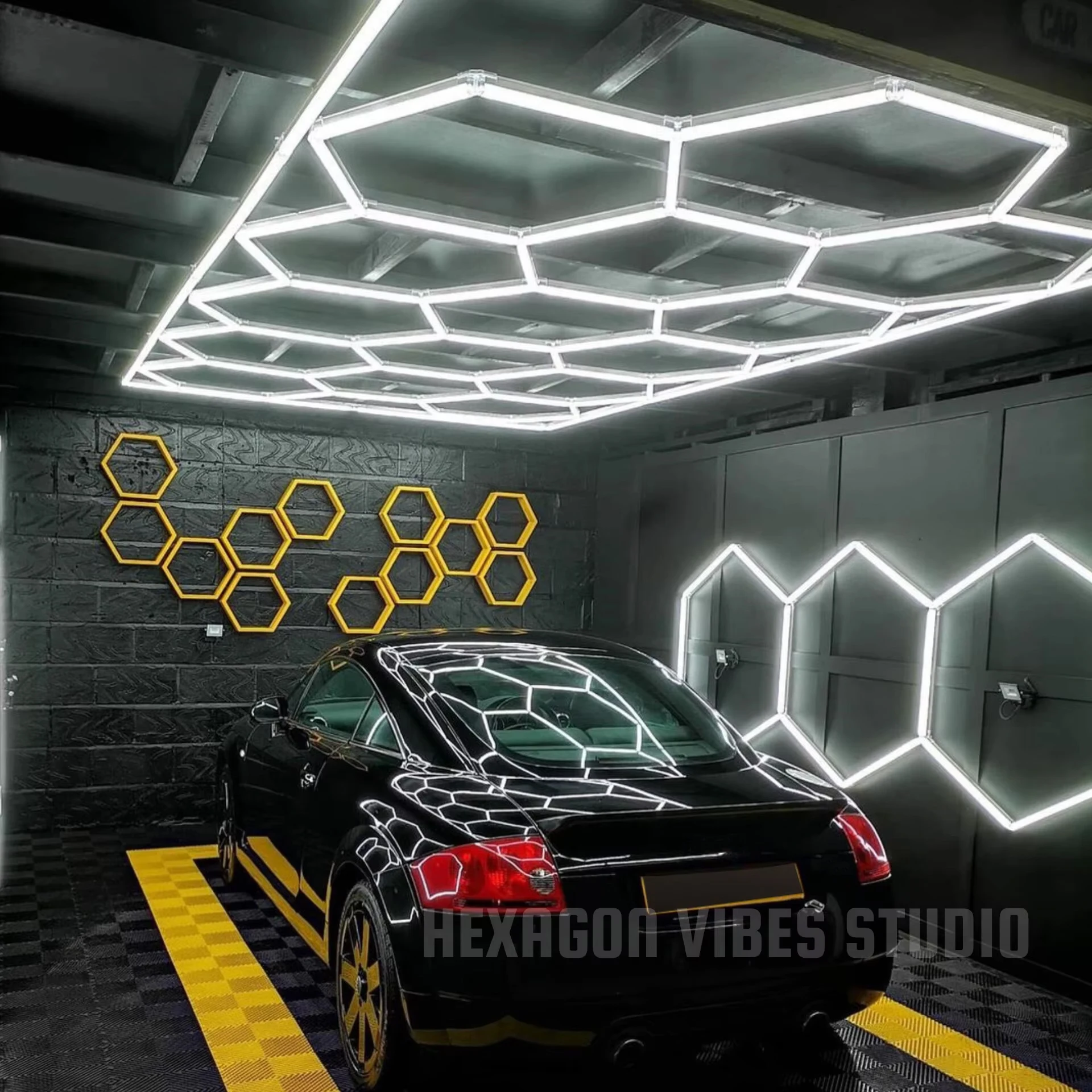 Garage Lighting Hexagon Led Ceiling Light 110V-240V Honeycomb Led Tube Lights for Car Detailing Large Workspace Illumination