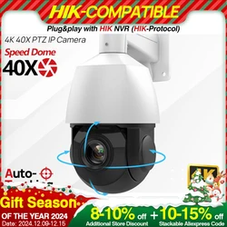 Hikvision Compatible 8MP PTZ IP Camera 40X Zoom Human Vehicle Tracking Two-way Audio Outdoor Surveillance Came Plug&Play HIK NVR