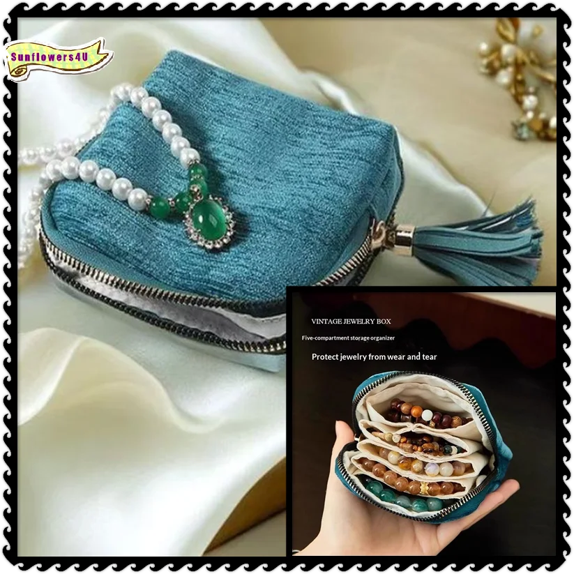 5-Layer Jewelry Storage Bag Velvet Jewelry Pouch Bags For Watch Bracelet Rings Earrings Portable Travel Jewelry Case