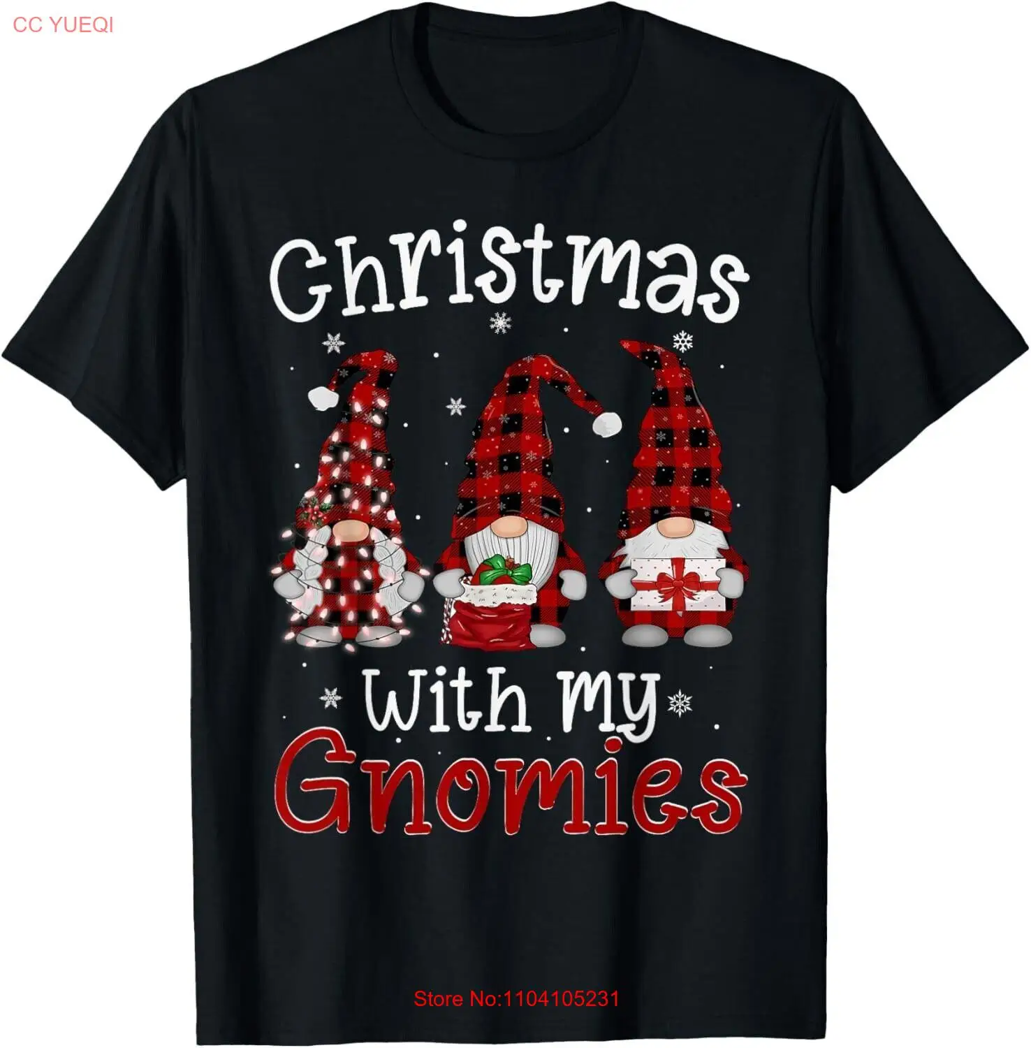 VENTA Gnome Family Navidad con mis gnomies rojo a cuadros hombres mujeres camiseta S-5XL