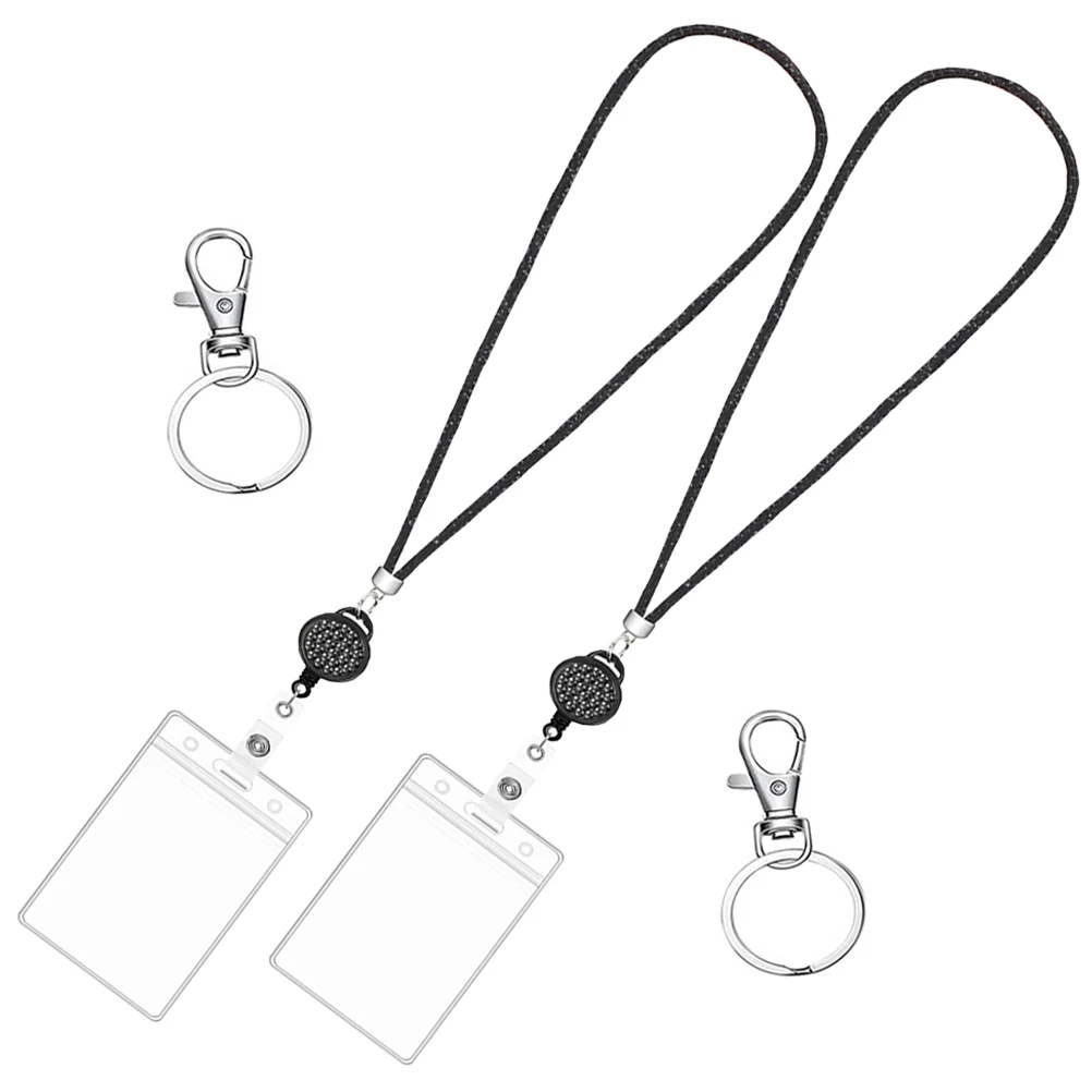 

1 Set Id Lanyard Work Badge Reel Clear Retractable Protector Pvc Vertical Name Tag For Nurses Teachers Students Medical